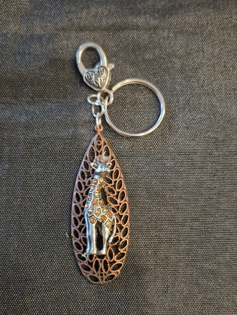 Giraffe Pendant Keychain in Silver and Bronze